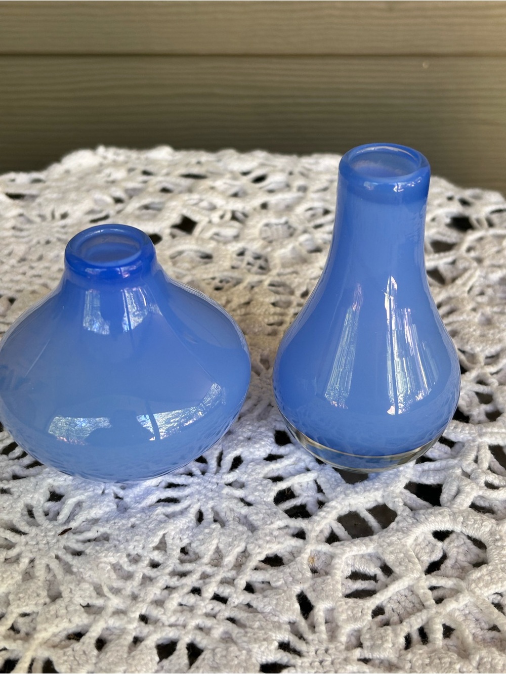 Blue Glass Bud Vases - Set of 2